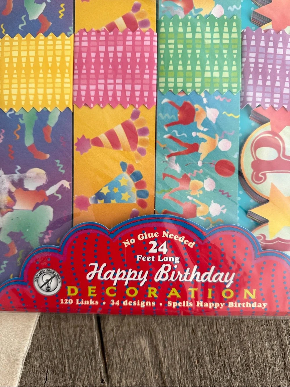 Brand NWT Birthday Chain Party Garland — Multicolor 24 Feet Long 34 Designs